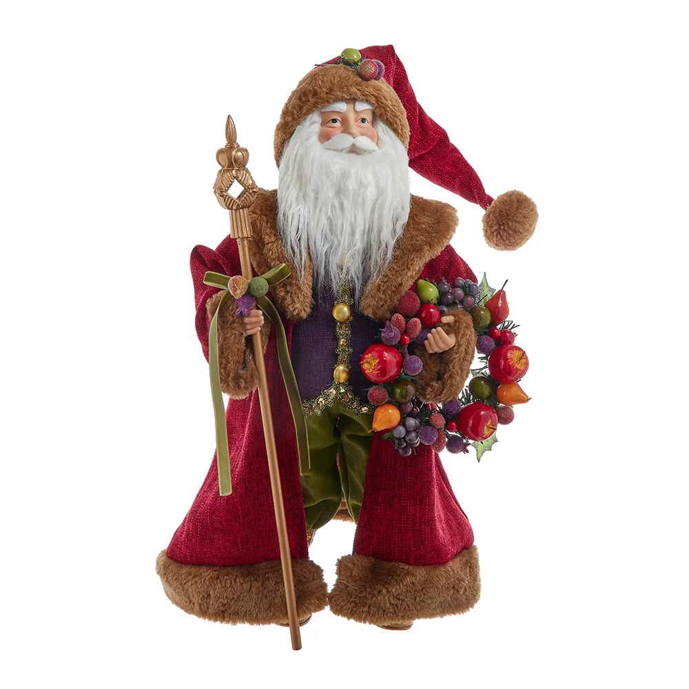 Kurt S. Adler J6126 20 in. Sugar Fruit Santa with Fruit Wreath