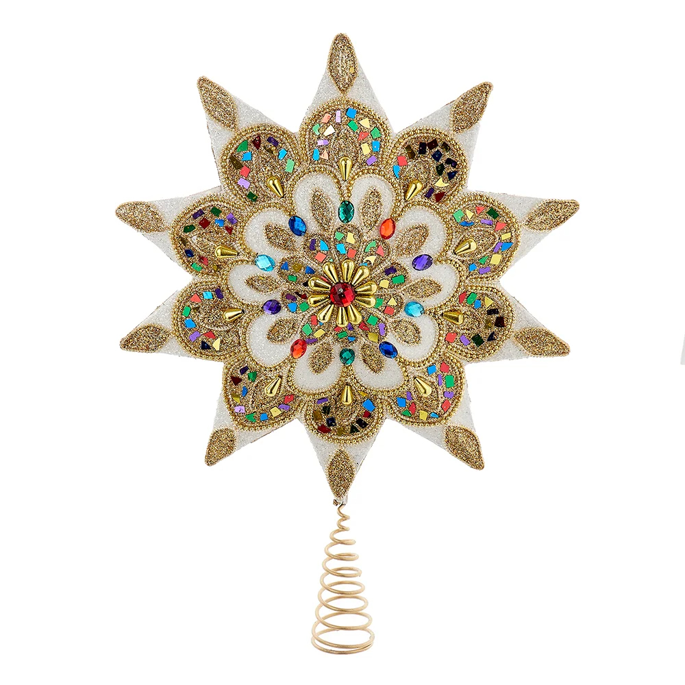 Kurt S. Adler S4466 16.5 in. Unlit 10-Point White & Gold Star Tree Topper
