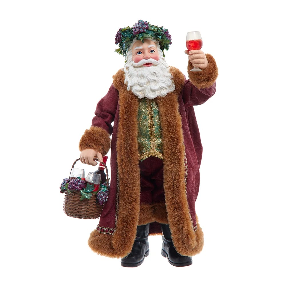 Kurt S. Adler FA0210 10.5 in. Fabriche Wine Santa