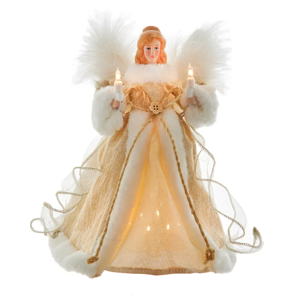 Kurt S. Adler UL2904 10 in. 10-Light Natural Angel Tree Topper - Ivory