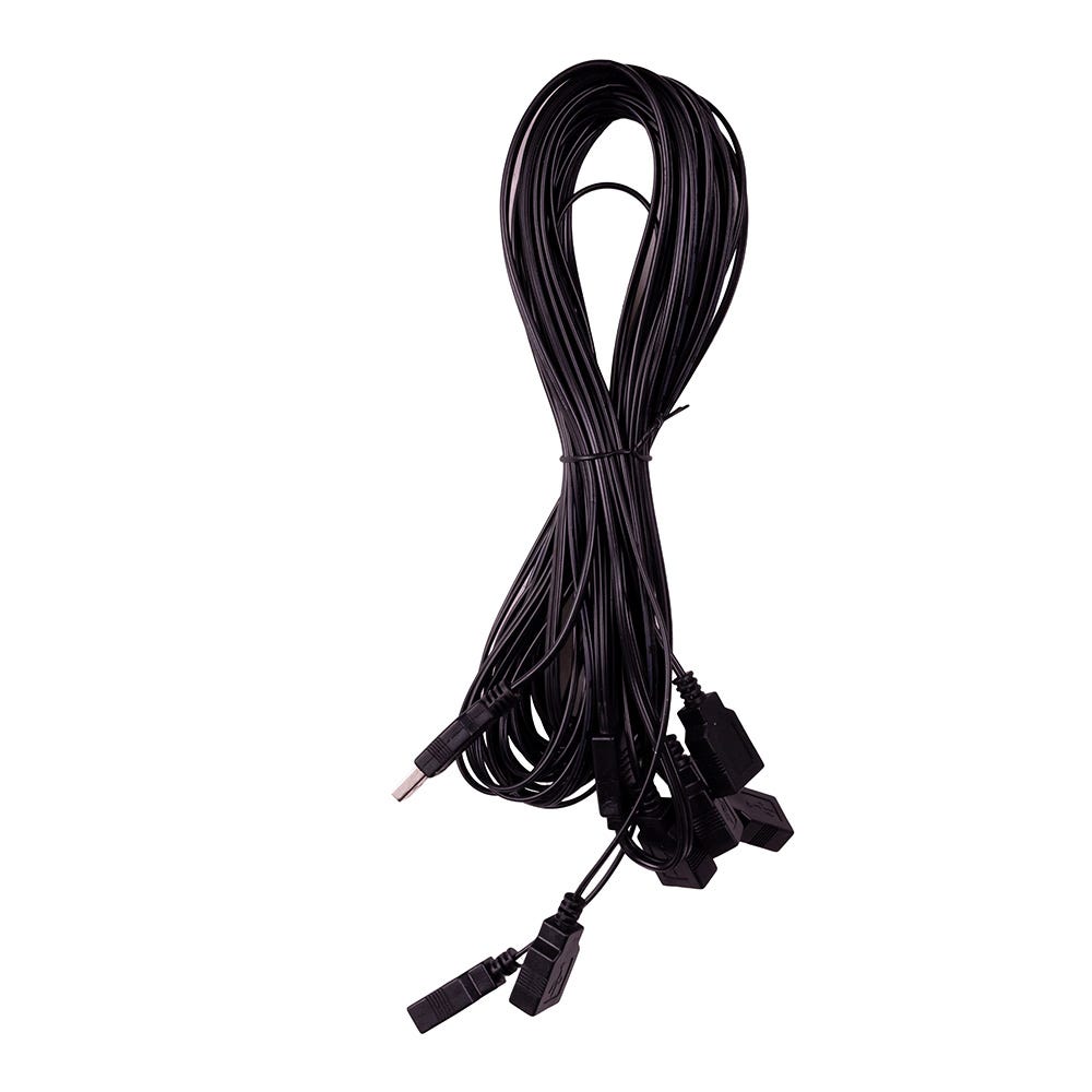 Kurt S. Adler USB0017 6 ft. USB Power Extension Cord Plus with Black Wire & 6 Ports