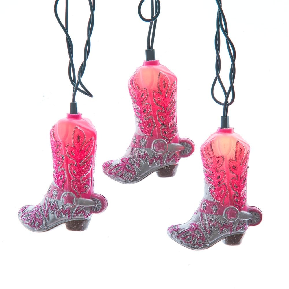 Kurt S. Adler UL4386 UL 10-Light Glittered Pink Boots Light Set