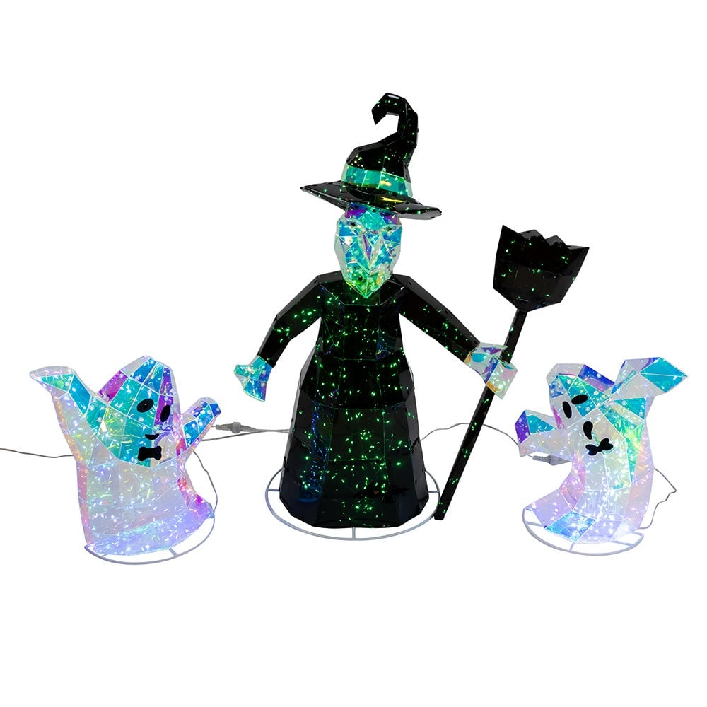 Kurt S. Adler HW1920 Pre-lit Holographic Witch & Two Ghosts - 3 Piece