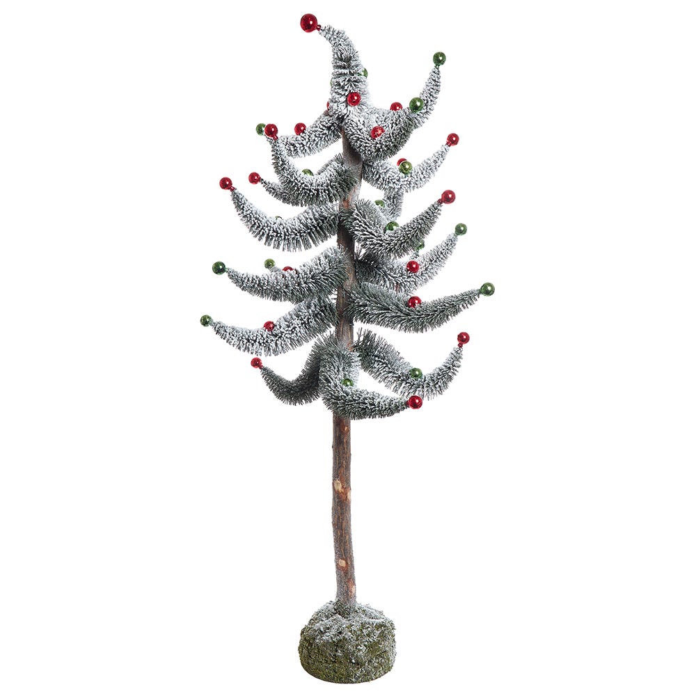 Kurt S. Adler TR3282 36 in. Snowy Curly Green Tree with Mini Bells