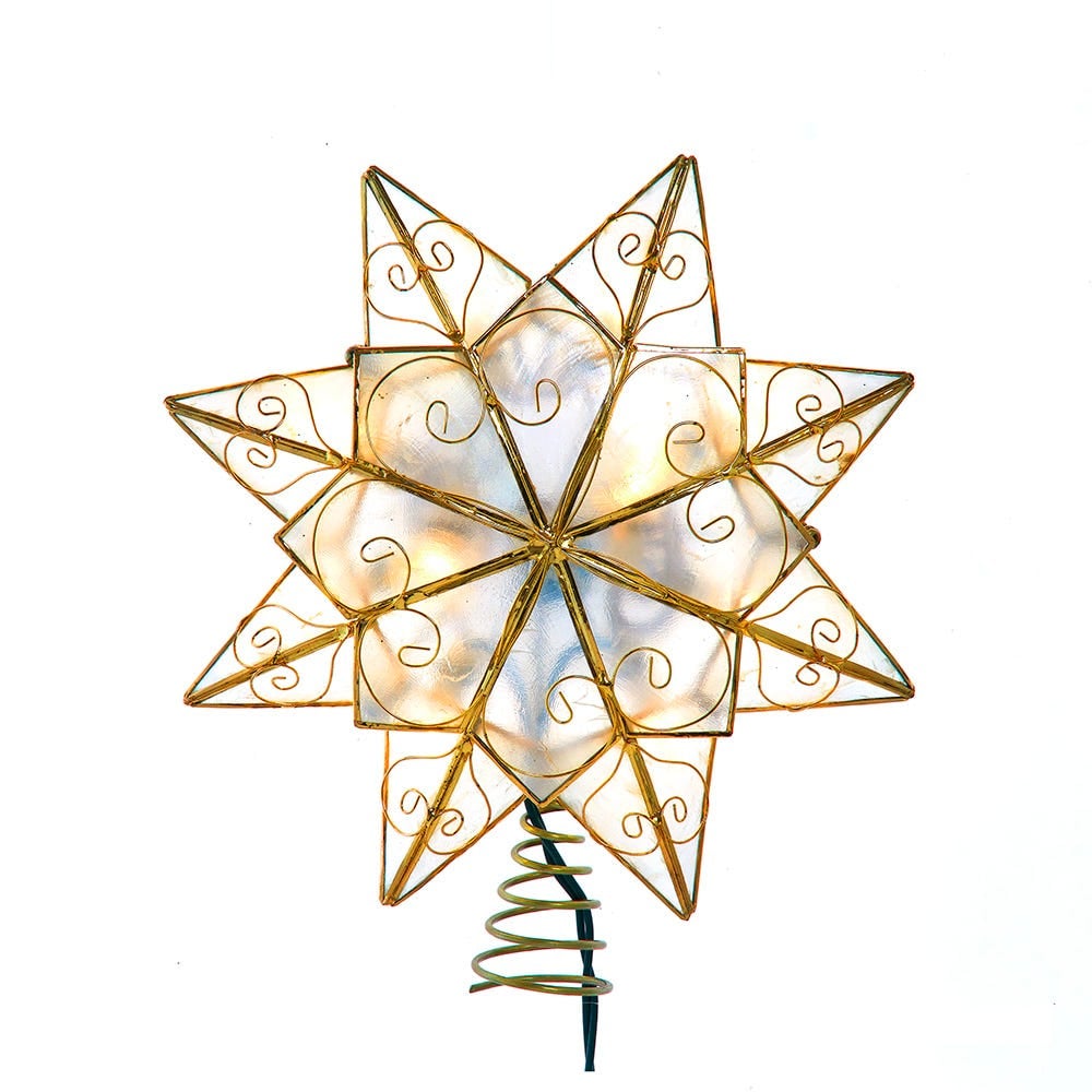 Kurt S. Adler UL0271LED 10-Light LED Capiz with Scroll Accents Star Tree Topper