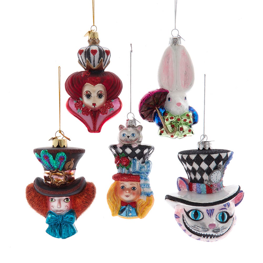 Kurt S. Adler NB1853SET 4.5-5 in. Noble Gems Glass Alice Characters Ornaments