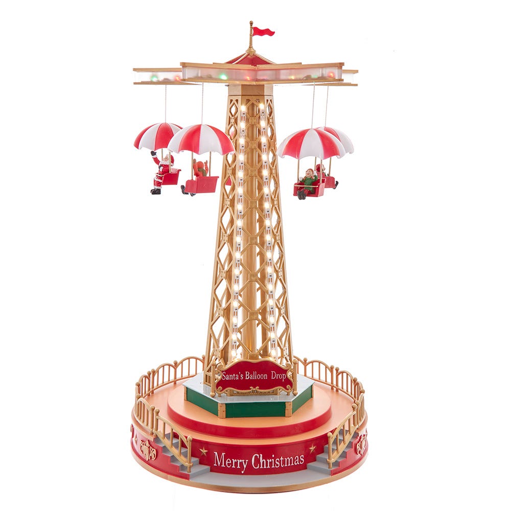 Kurt S. Adler JEL1336 LED Lighted Musical Santa Balloon Drop Table Piece