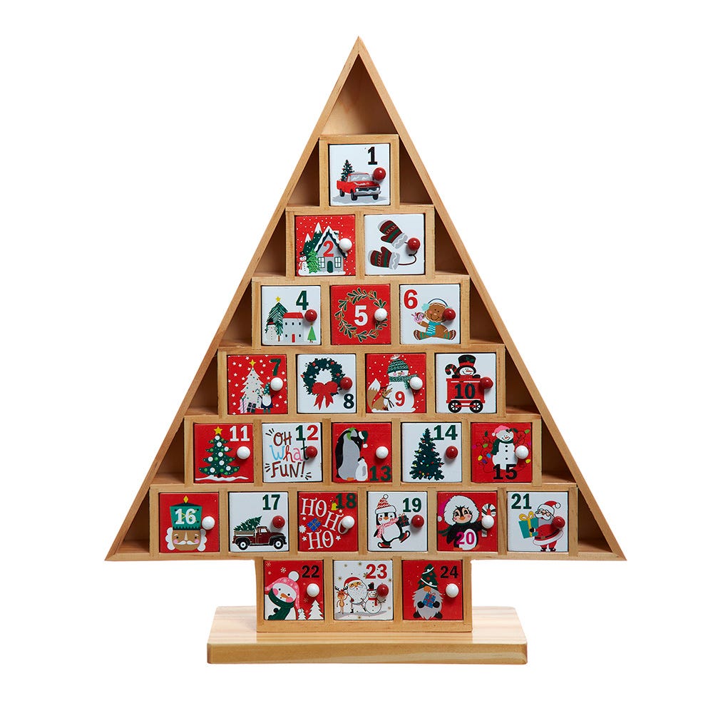 Kurt S. Adler H1658 15 in. Wooden Tree Advent Calendar
