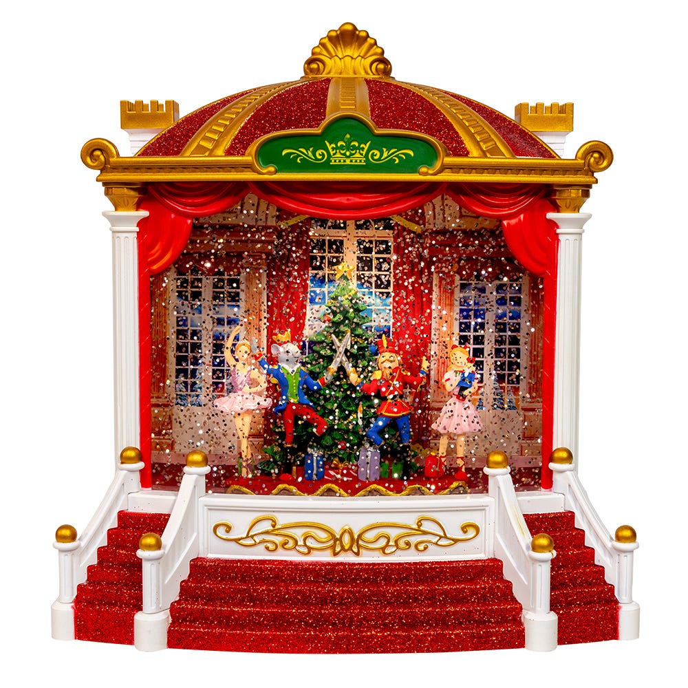 Kurt S. Adler JEL0172 9.25 in. Battery Operated USB LED Lighted Ballet Theater Lantern with Spinning Glitter Water