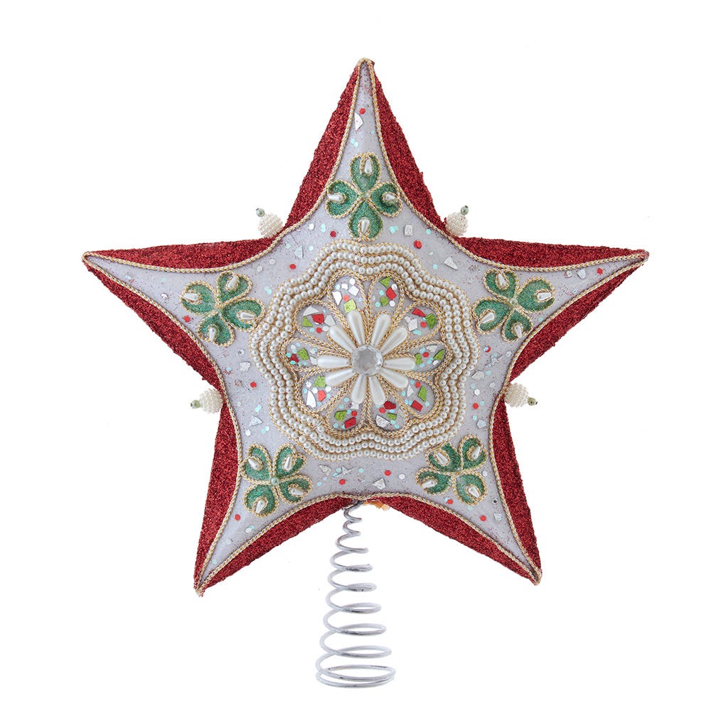 Kurt S. Adler S4474 13.5 in. Red, Green & White Mistletoe Star Tree Topper