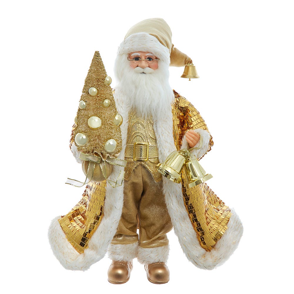 Kurt S. Adler KK0155 18 in. KSA Kringle Standing Gold Santa with Tree