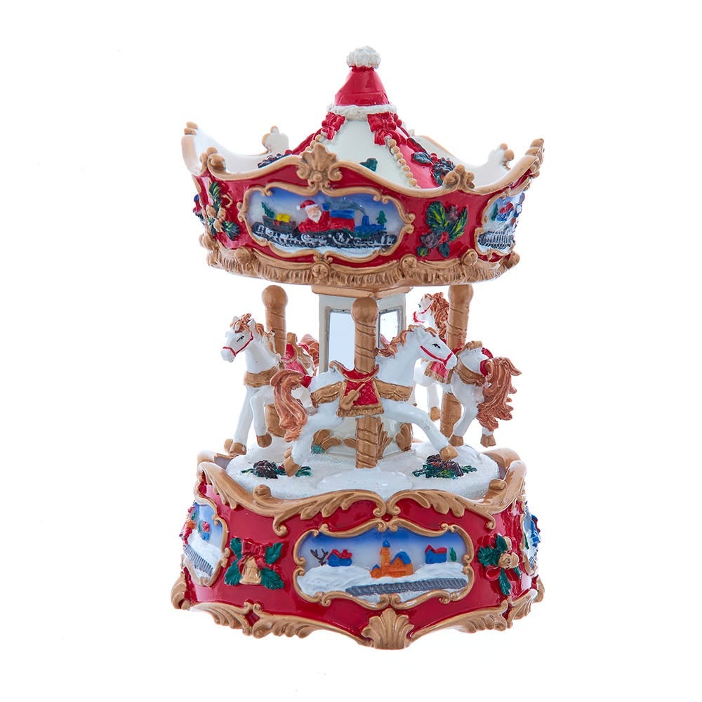Kurt S. Adler C5568 7 in. Wind-Up Musical Carousel Table Piece