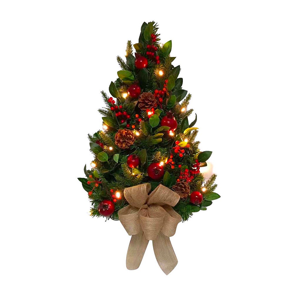 Kurt S. Adler TR0215LED 22 in. Battery-Operated Prelit Decorated Wall Tree with Berries & Pomegranate