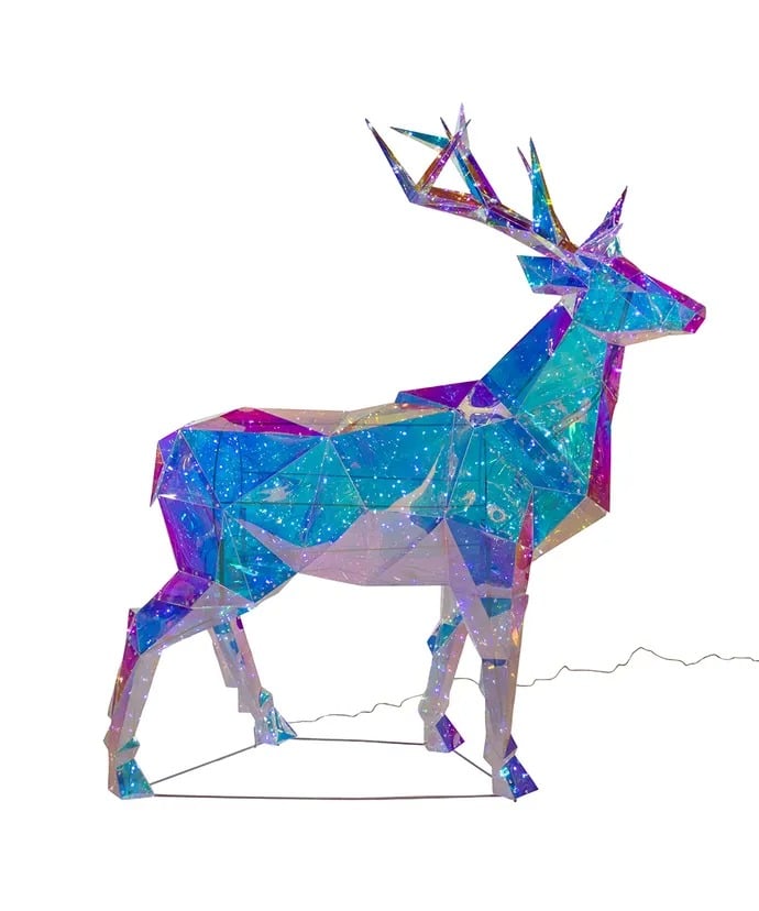 Kurt S. Adler AD2836 57.09 in. Multi-Function 610 Cool White LED Iridescent Deer