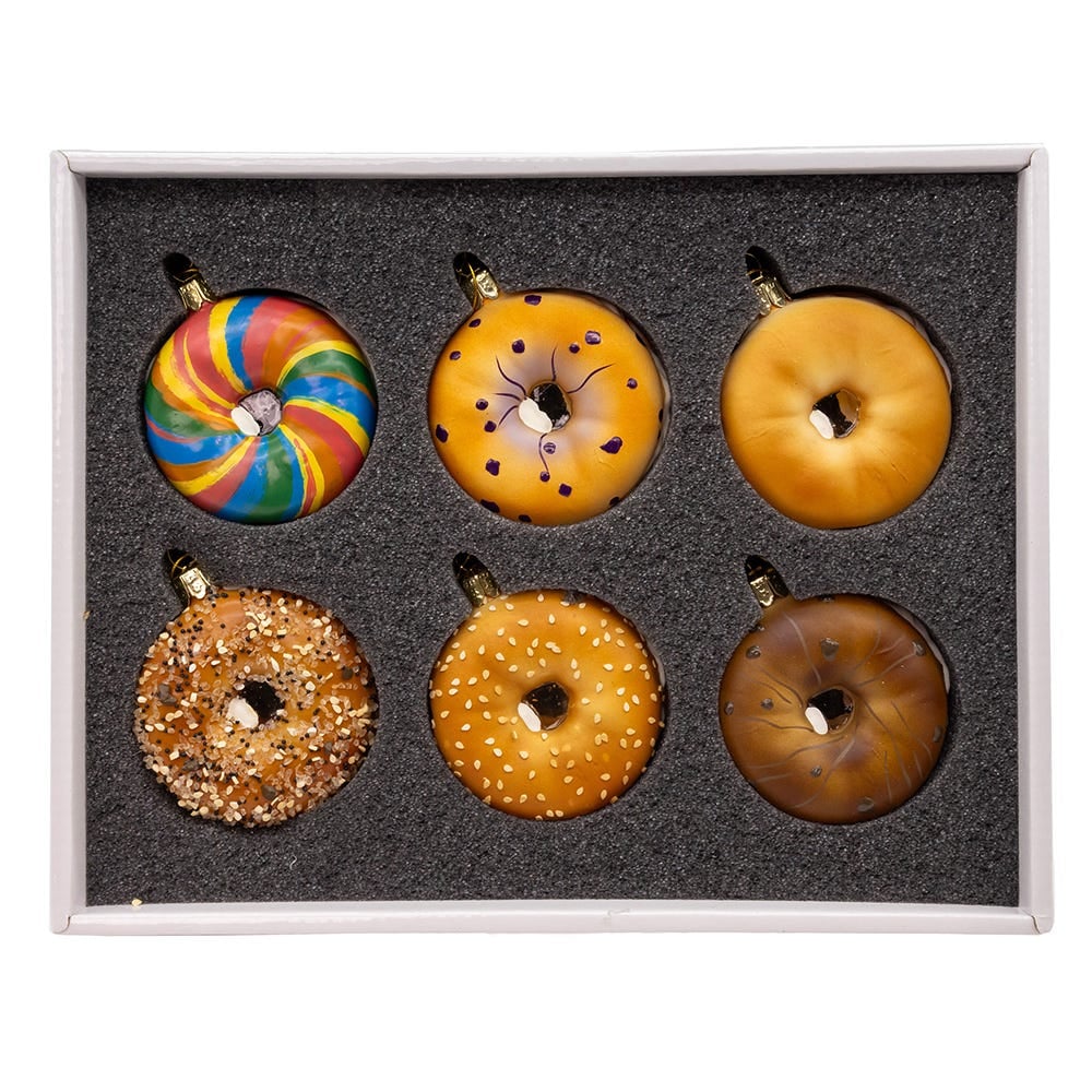 NBX0143 3 in. Glass Bagel Ornaments