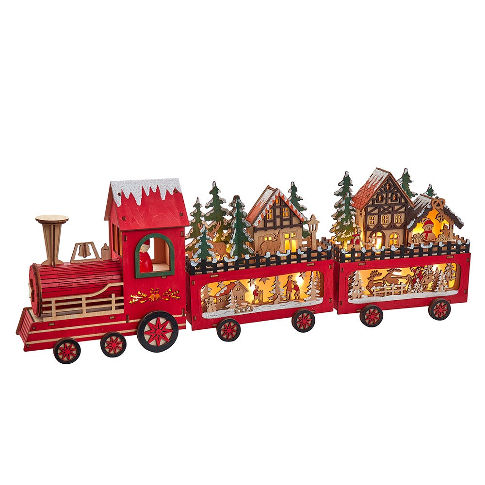 Kurt S. Adler JEL1055 22.24 in. Battery Operated LED Lighted Truck with Santa & Home Scene Table Piece