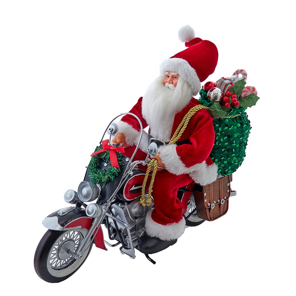 Kurt S. Adler KK0153 Whimsical 14 in. Kringles Motorcycle Santa with Giftbag