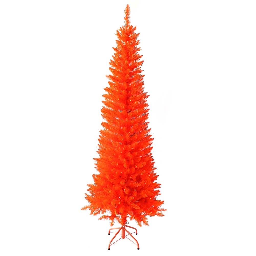 Kurt S. Adler HW1753LED 6 ft. Prelit Halloween Orange Slim Tree
