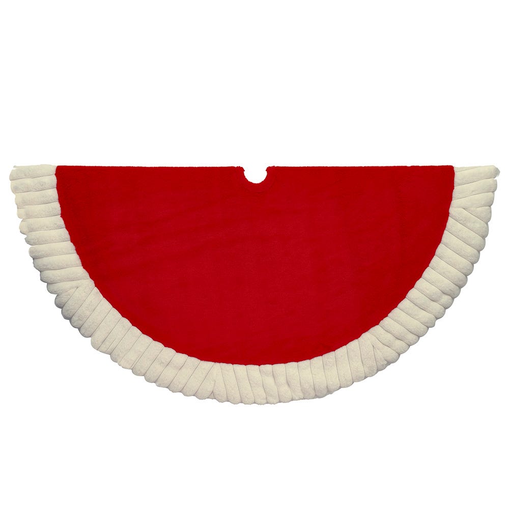 Kurt S. Adler TS0318 48 in. Red & White Faux Fur Tree Skirt