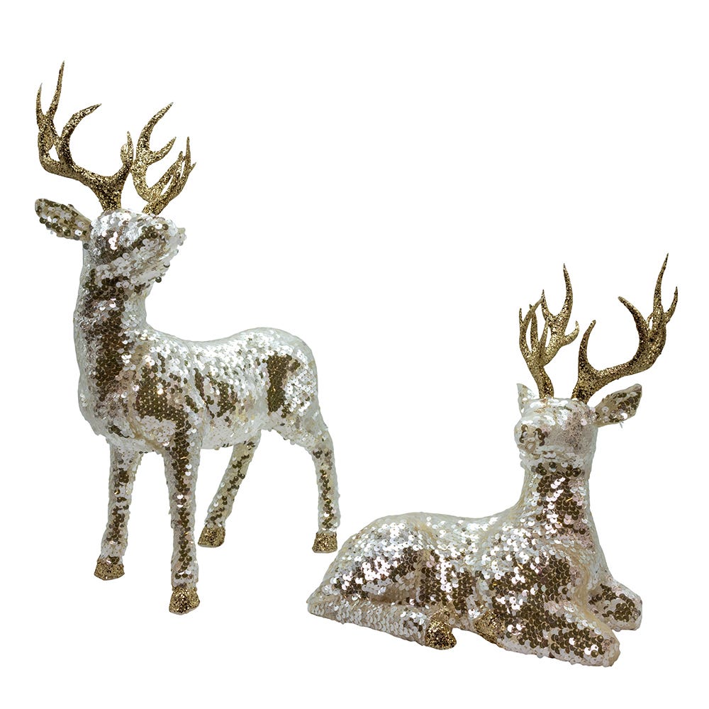 Kurt S. Adler C2557 Gold Standing & Lying Deer Table Pieces