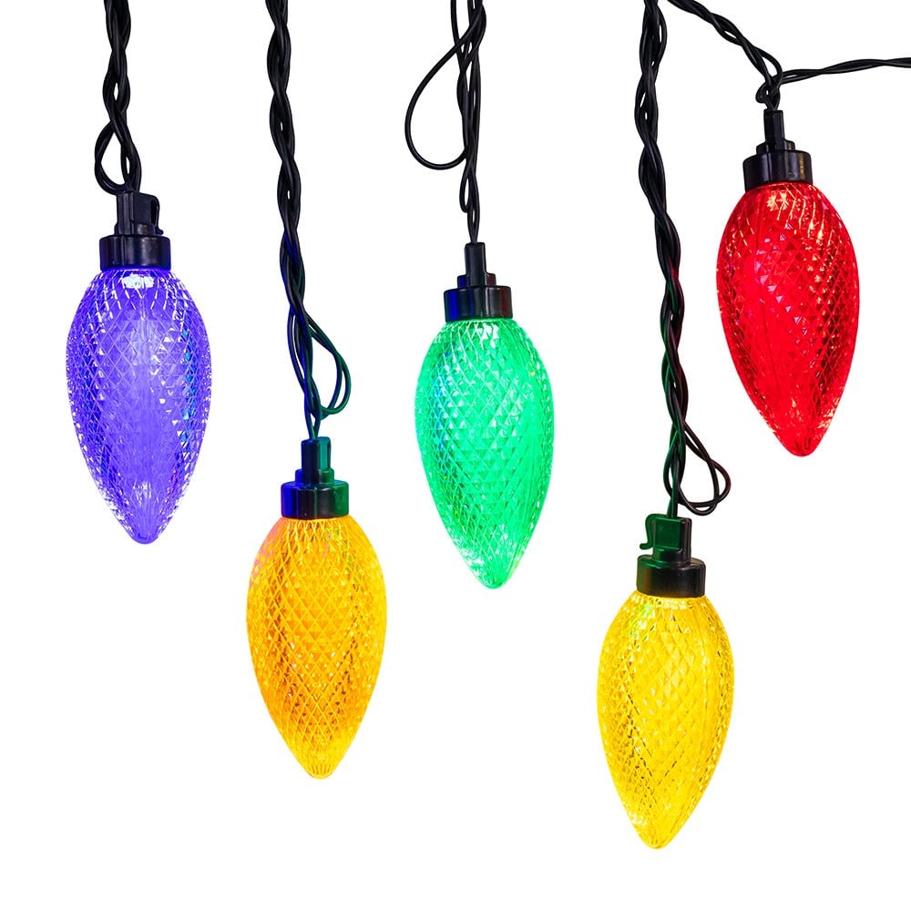 Kurt S. Adler AD2865M UL 10-Light Warm White LED Super C9 Multicolor Bulb Yard Stakes - 10 Piece