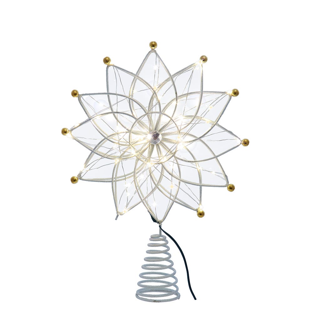 Kurt S. Adler AD2843 Stunning 14.5 in. 50-Light Warm White LED 12-Point Star Tree Topper