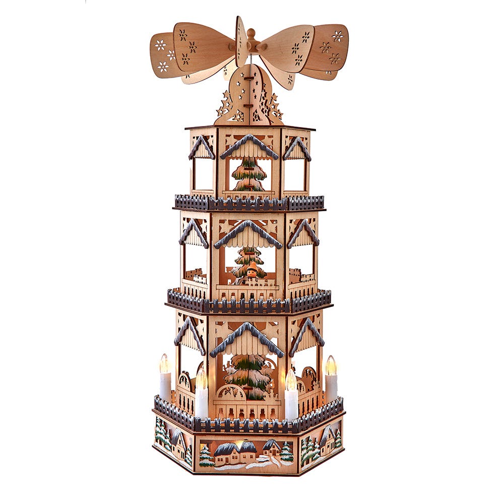 Kurt S. Adler JEL1053 19.29 in. Battery Operated LED Lighted 3-Story Tower Windmill Table Piece