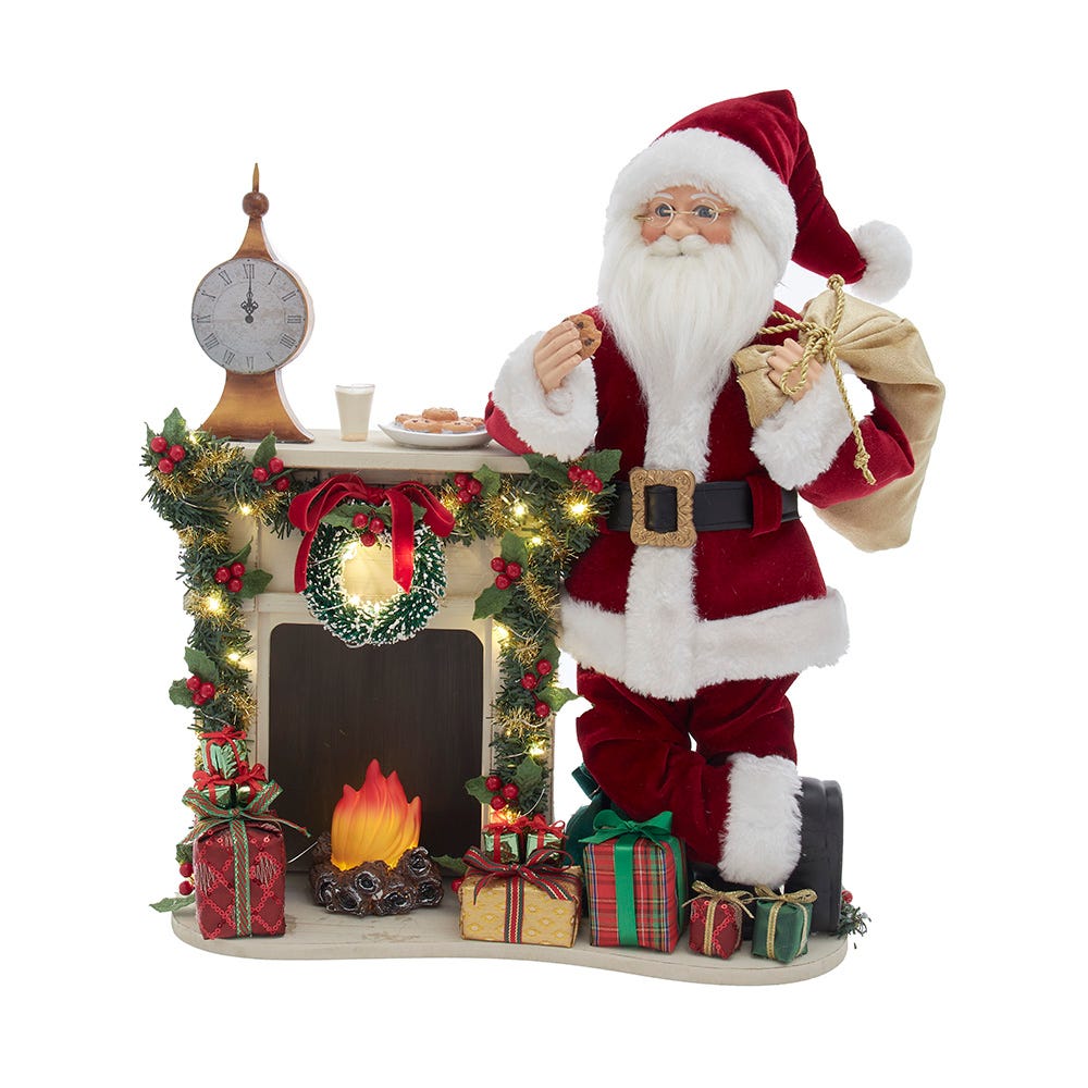 Kurt S. Adler KK0146 17 in. KSA Kringles Santa with LED Fireplace Mantle