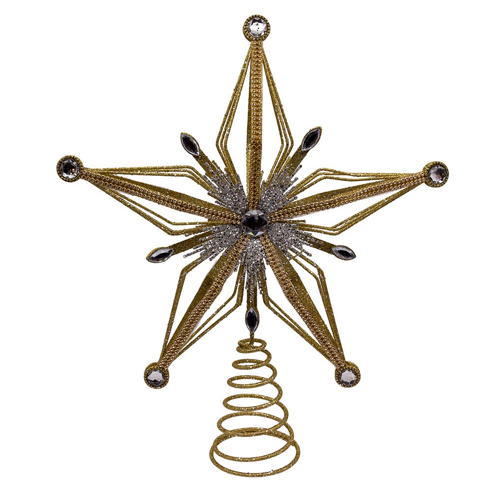 Kurt S. Adler D4738 12.5 in. Gold & Silver Star Tree Topper