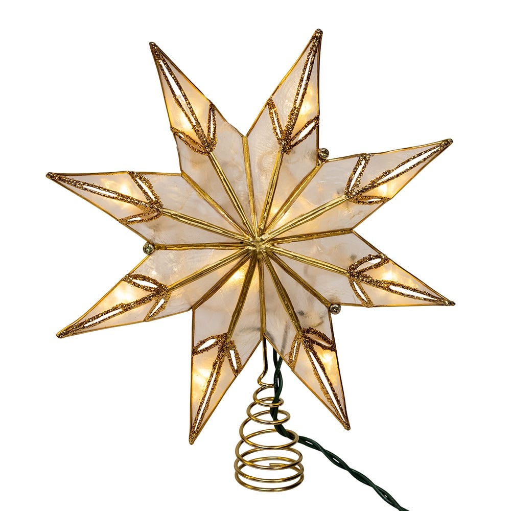 Kurt S. Adler UL3183LED 10 Light 8 Point Capiz Clear Star Tree Topper