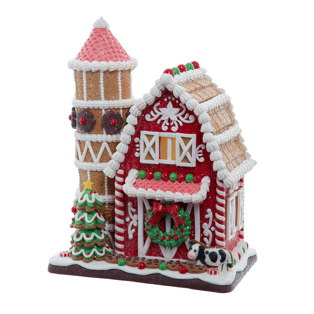 Kurt S. Adler GBJ0057 12 in. Battery Operated LED Gingerbread Barn
