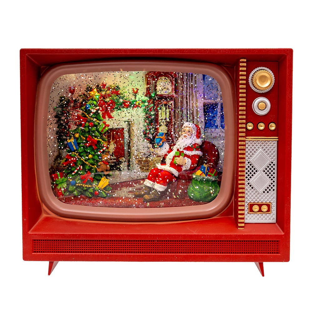 Kurt S. Adler JEL1058 8.325 in. Battery Operated USB LED Musical TV with Spinning Glitter Water Table Piece