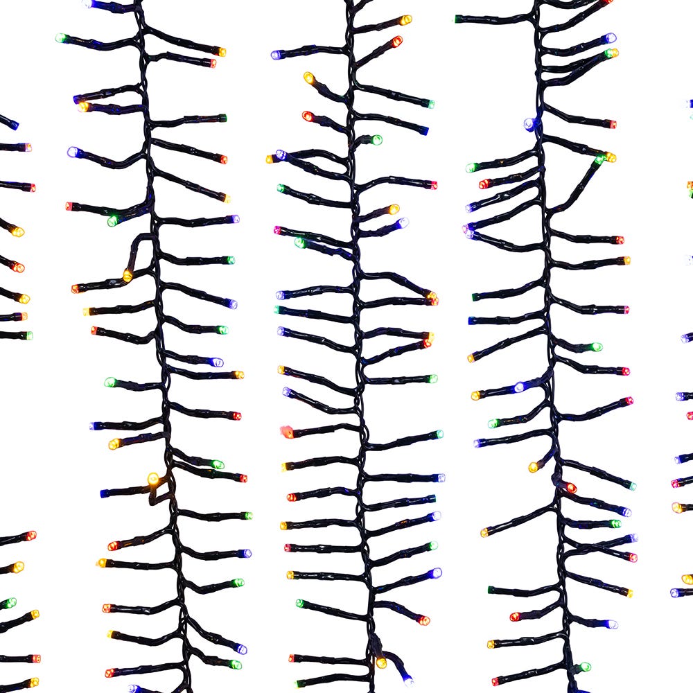 Kurt S. Adler AD1075MUWW 16 ft. 480-Light Dual Color 5 mm LED Multifunction Cluster Garland with Green Wire