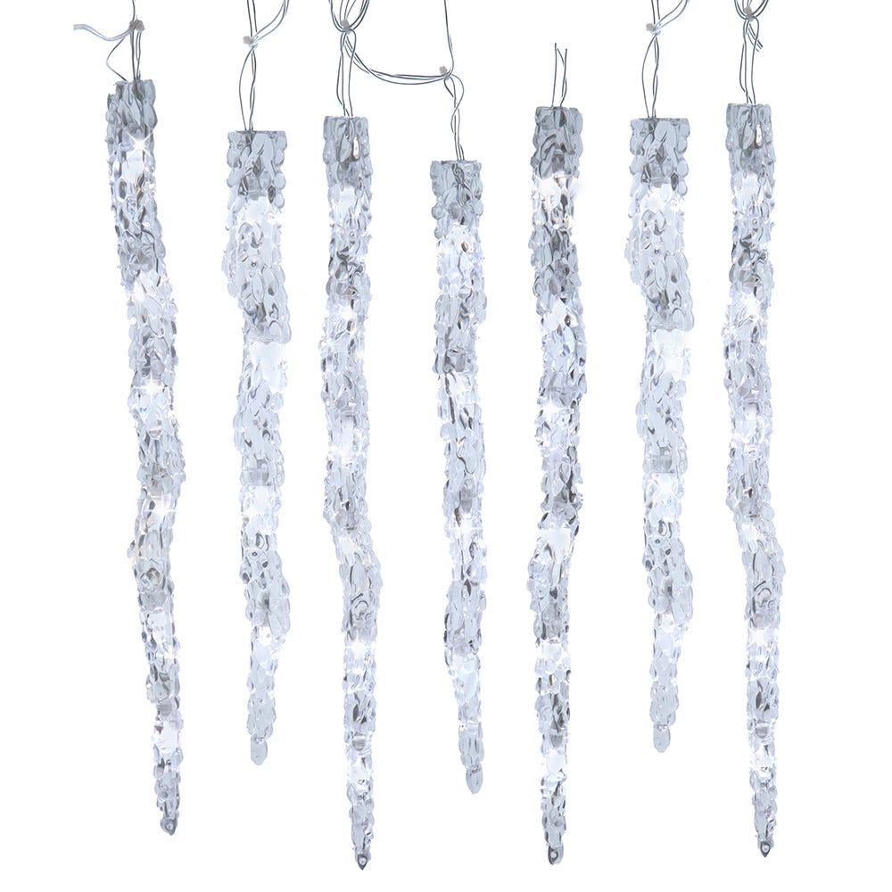 Kurt S. Adler AD2845 UL 60-Light Dual Color Pure White & Warm White LED Icicle String Light Set - 12 Piece