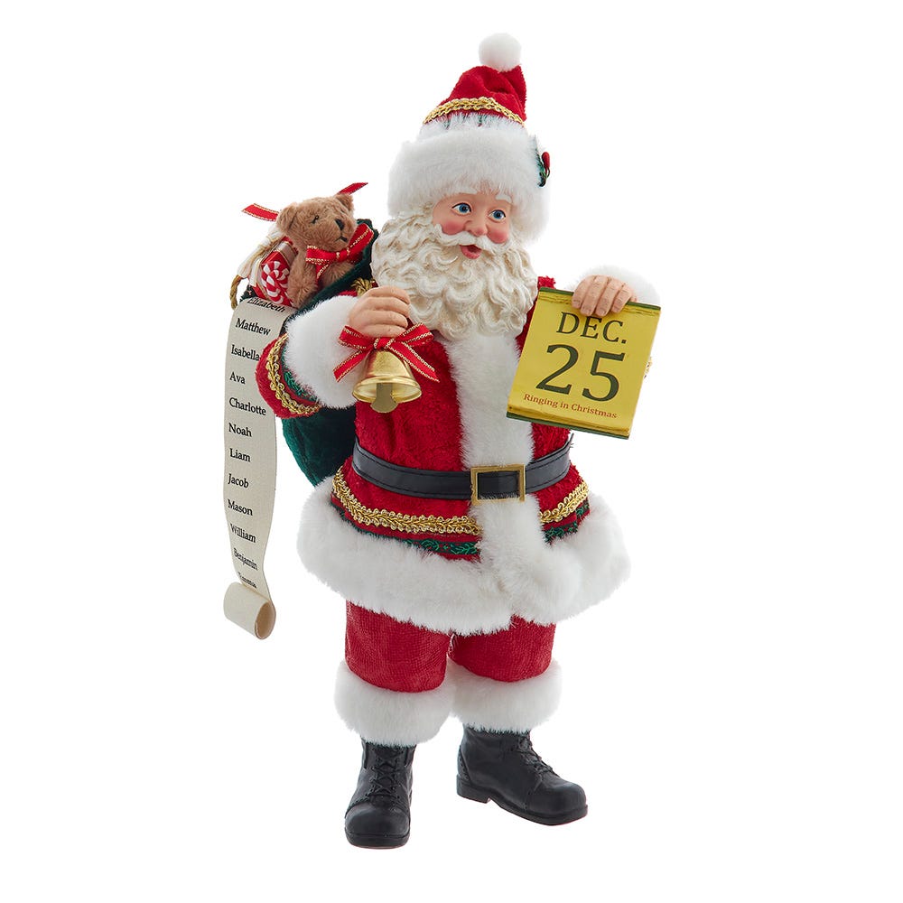FA0220 10.5 in. Traditional Santa with December 25th Calendar