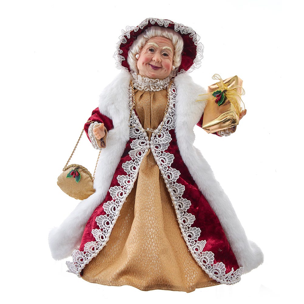 Kurt S. Adler JK2502 17 in. Jacqueline Kent Red & Gold Mrs. Claus Figurine