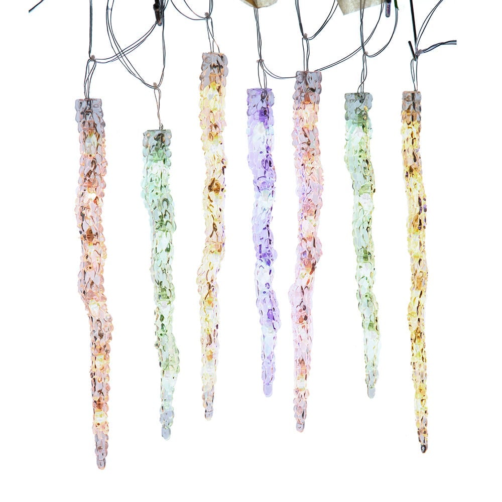 Kurt S. Adler AD2848 UL 60-Light Dual Color Multicolor & Warm White LED Icicle String Light Set - 12 Piece