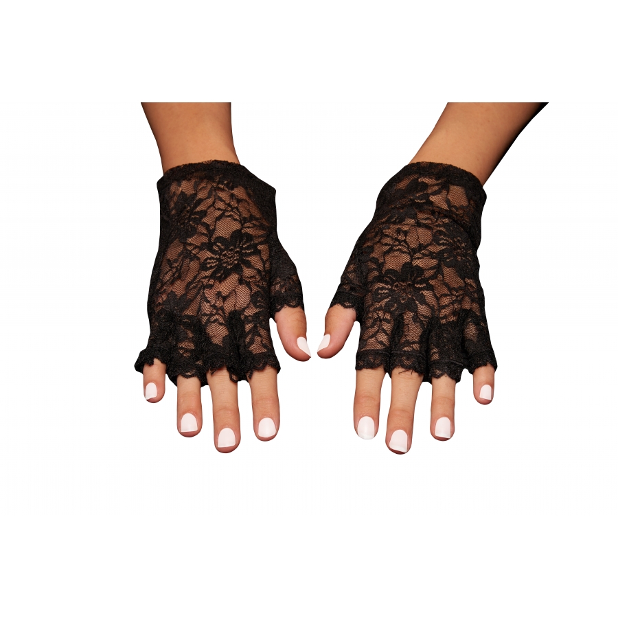Picture of Kayso LG001BK Black Fingerless Lace Glove