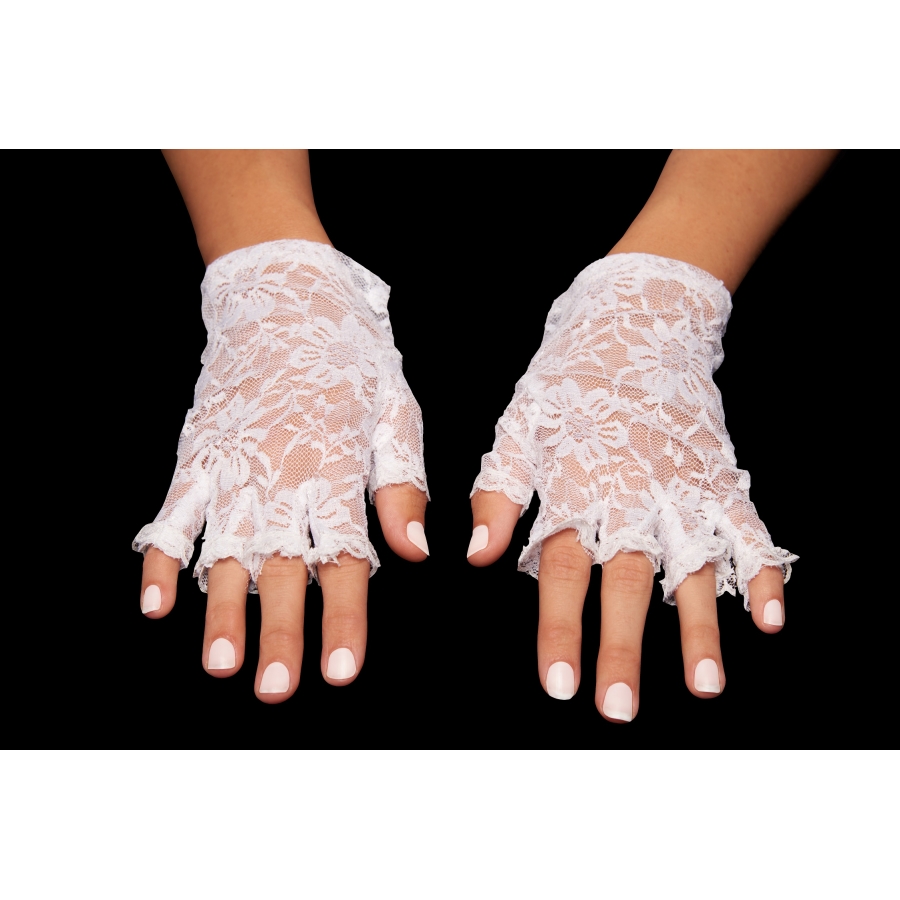 Picture of Kayso LG001WH White Fingerless Lace Glove