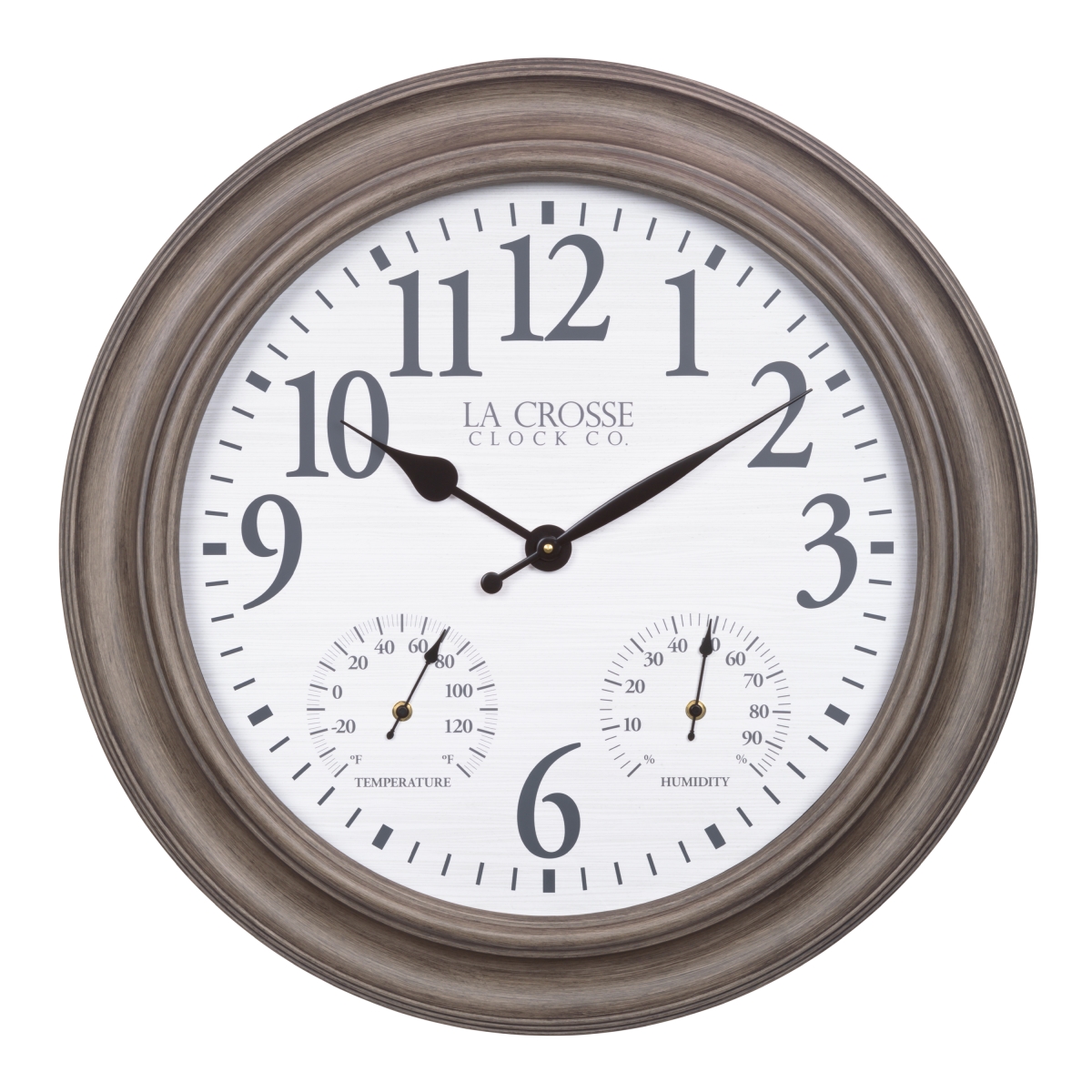 433-3267TH 26.2 in. Outdoor Gray Analog Quartz Temp/Humidity Clock