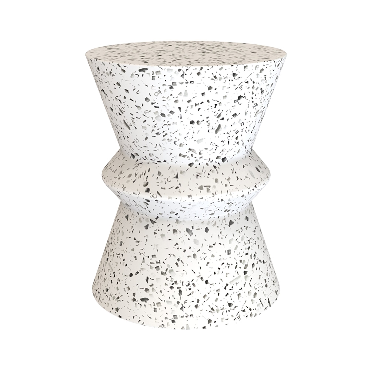 17.7 x 14.2 x 14.2 in. Courtyard Concrete Hourglass Side Table with Terrazzo, White & Gray