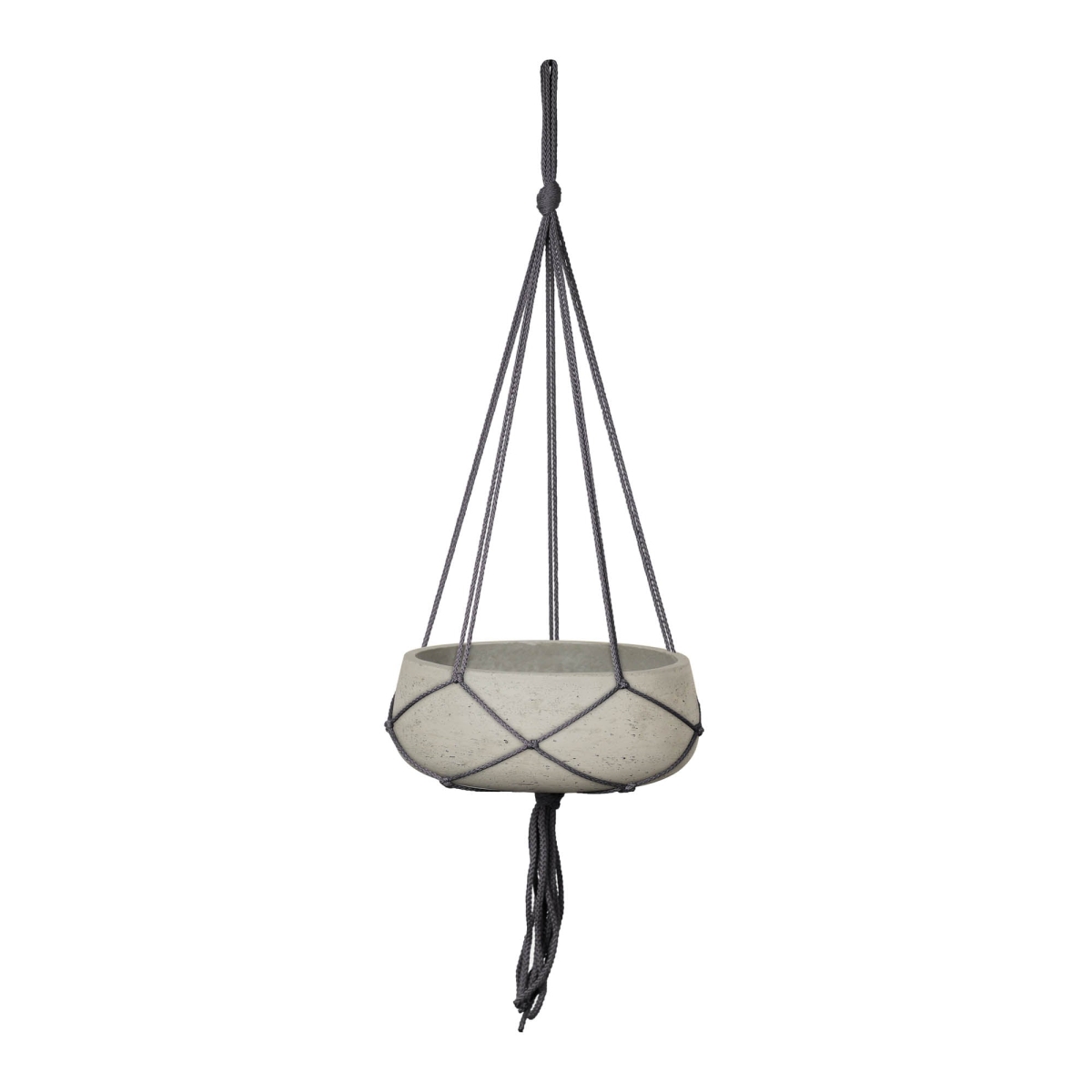 3.5 x 9.4 x 9.4 in. Patio Circular Small Hanging Pot with Netting, Cement Gray