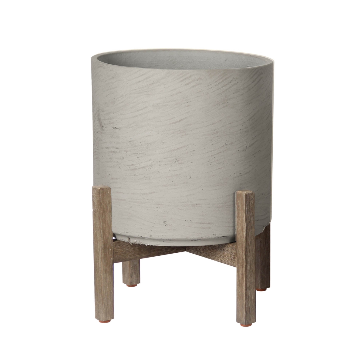 15.6 x 13.4 x 13.4 in. Patio Round Medium Standing Pot, Cement Gray & Brown