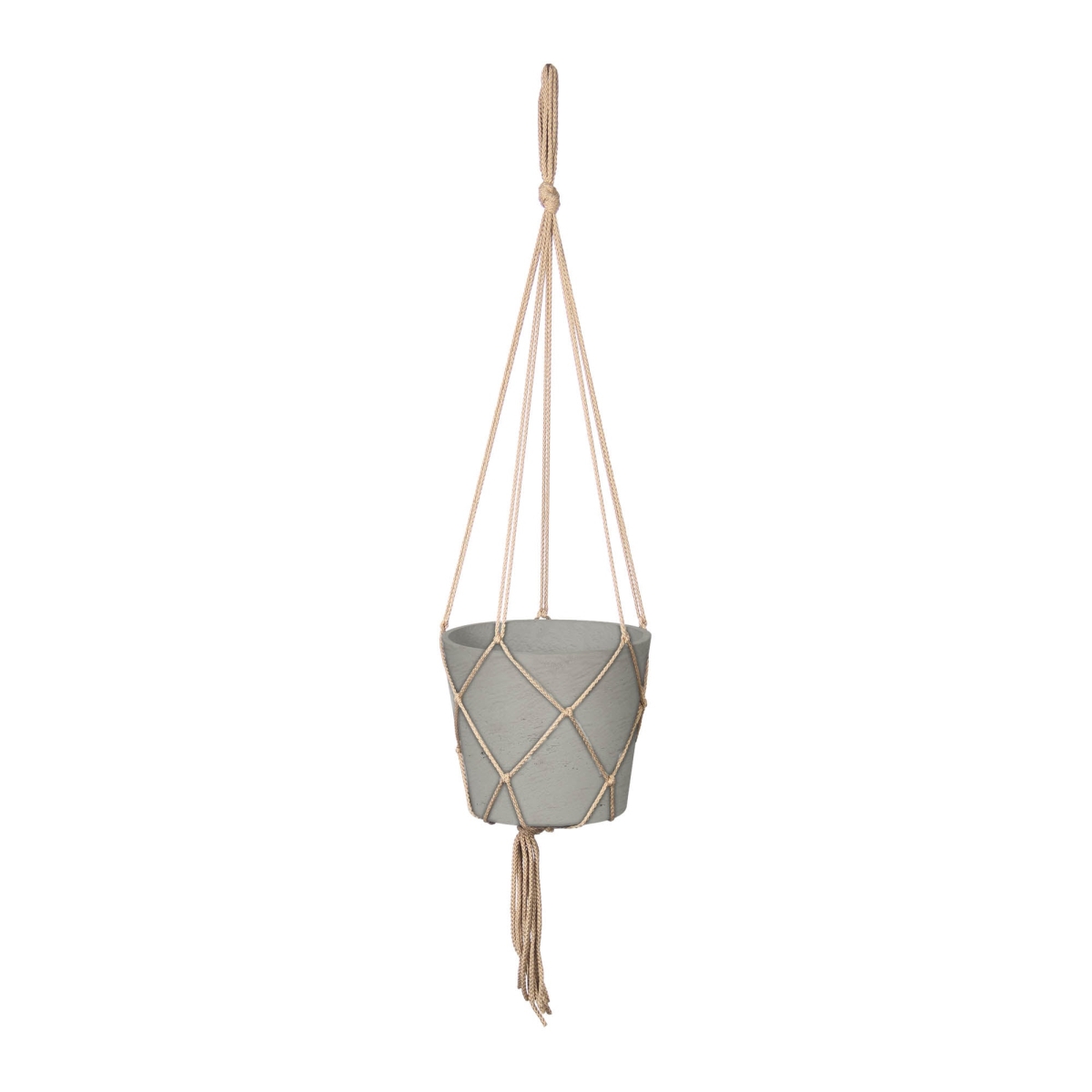 7.9 x 9.3 x 9.3 in. Patio Craft Medium Hanging Pot with Netting, Cement Gray