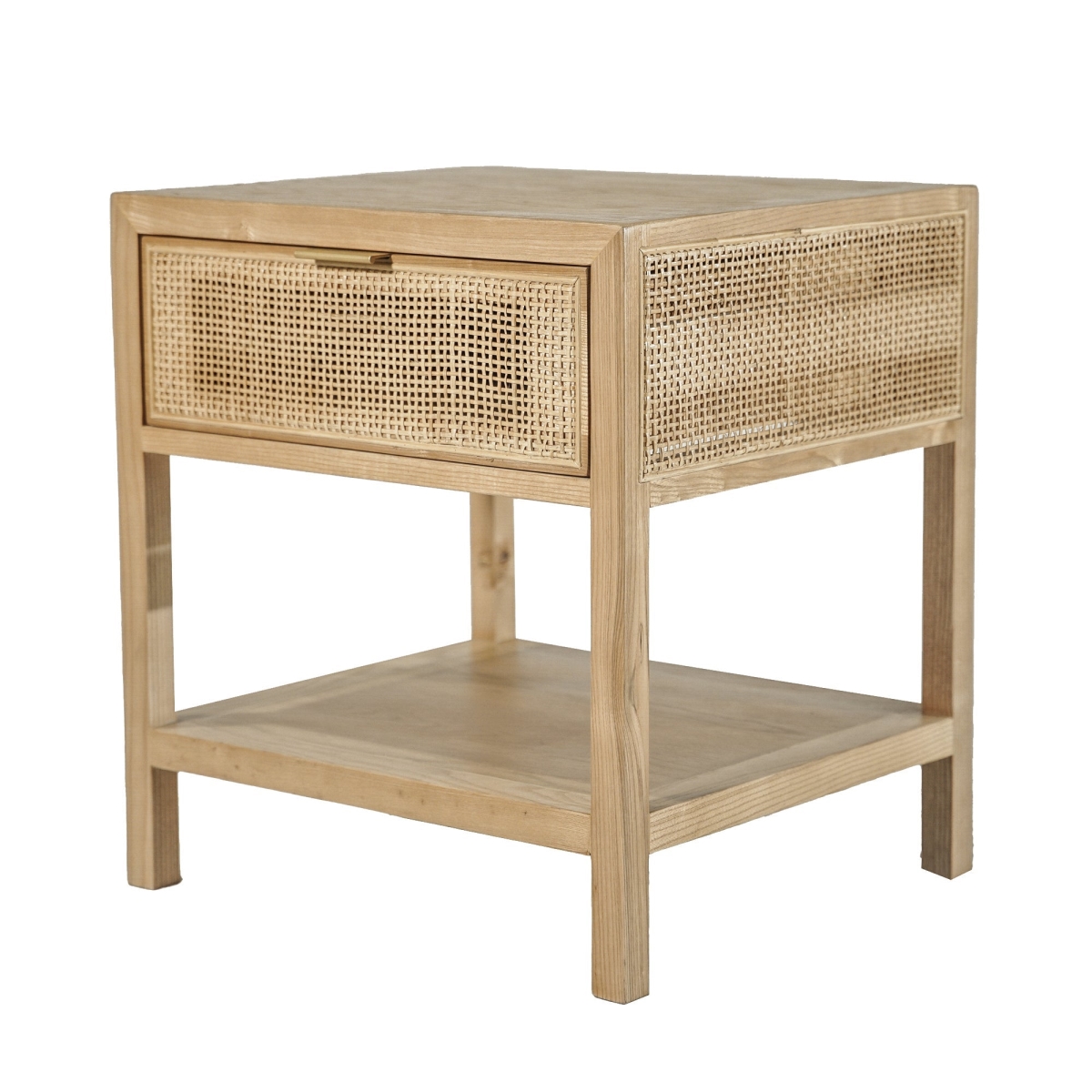 21 x 20 x 18 in. Cane Rattan Side Table, Natural Beige
