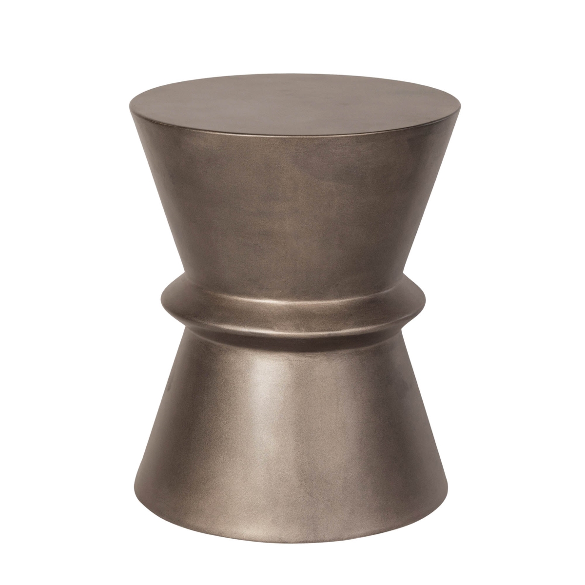17.7 x 14.2 x 14.2 in. Courtyard Concrete Hourglass Side Table with Bronze, Brown
