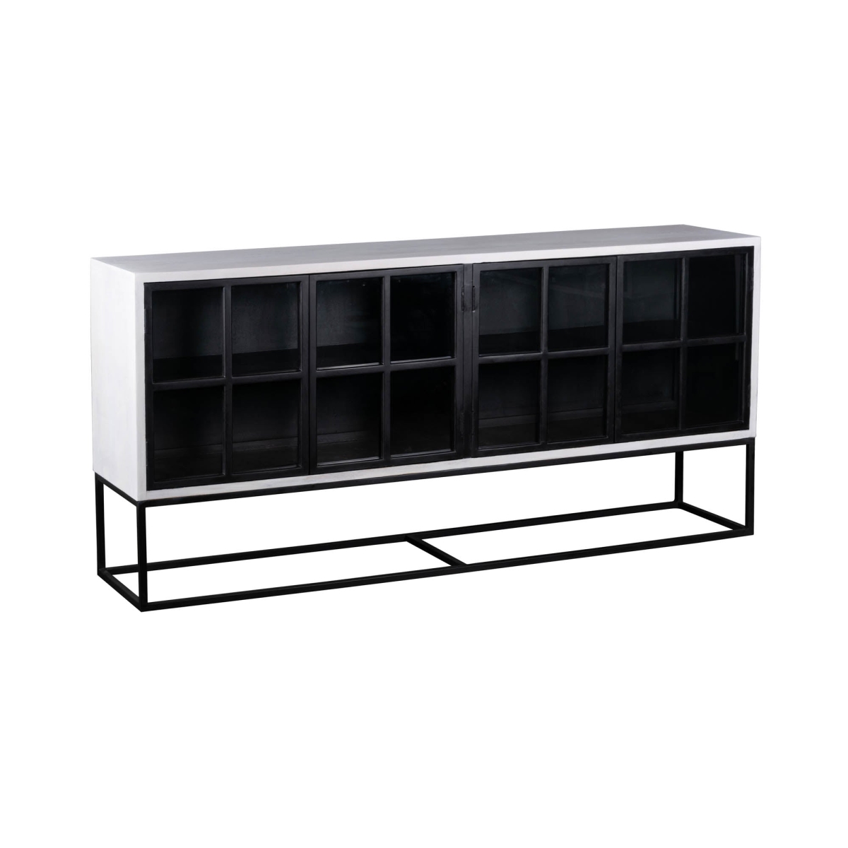 36 x 78 x 16 in. Feature Caged Sideboard, White & Black