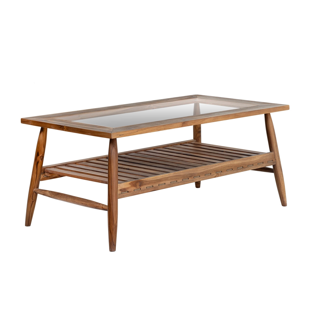 19 x 43 x 24 in. Vineyard Outdoor Rectangle Coffee Table, Brown & Clear