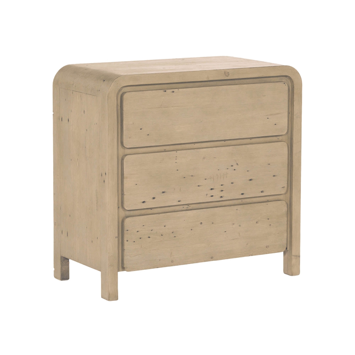 32.5 x 33.5 x 17 in. Opera 3 Drawer Small Chest with Scrubbed Teak, Brown