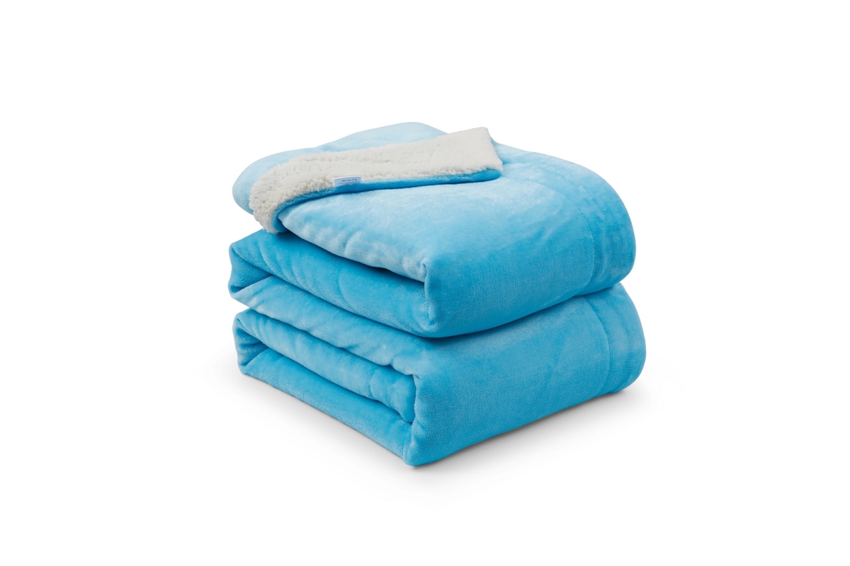L-Baiet 9178-FQ BLUE 90 x 90 in. Sherpa Queen Blanket&#44; Blue - 100 Percent Polyester